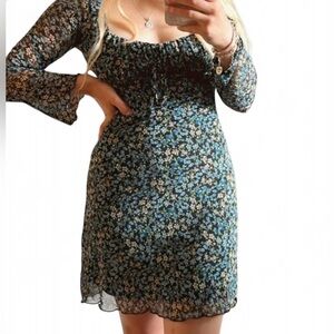 Primark Blue Floral Long Sleeve Dress